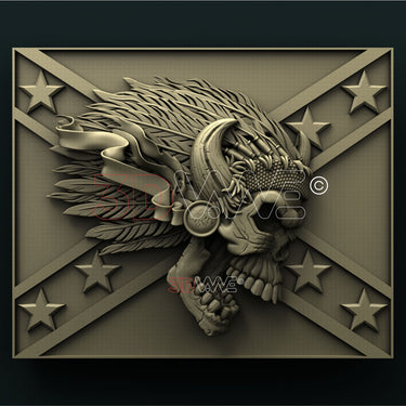 SKULL ON THE FLAG 3D STL 3DWave